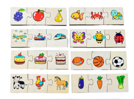 Puzzle de asociere din lemn cu 3 piese, 24 piese [2]