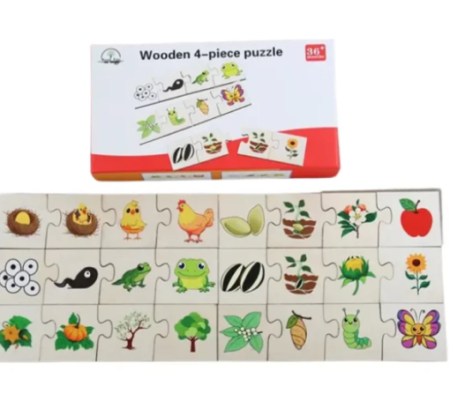 Puzzle - Puzzle de asociere din lemn cu 4 piese, 24 piese