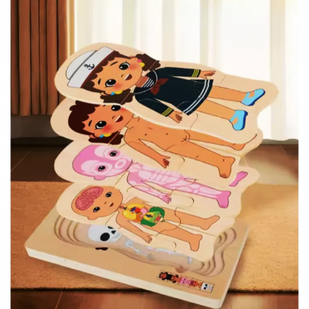 Puzzle din lemn in 5 straturi, Aanatomie Corpului Uman, Fetita [1]