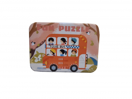 Puzzle din lemn pentru incepatori in cutie din metal, 5 planse puzzle, 31 piese, Masini, + 3 ani [1]