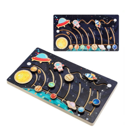 Puzzle - Puzzle educativ 3D din lemn, Labirint, Sistemul Solar