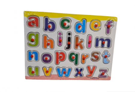 Jucării educative - Puzzle educativ din lemn incastru cu Litere, 26 piese, multicolor, 30×22.5cm, 3ani+