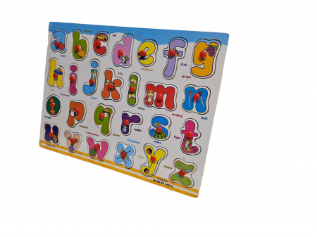 Puzzle educativ din lemn incastru cu Litere si Cuvinte- engleza, 26 piese, multicolor, 30×22.5cm, +3ani [1]