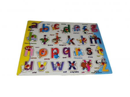 Puzzle educativ din lemn incastru cu Litere si Animale- engleza, 26 piese, multicolor, 30×22.5cm, +3ani [1]