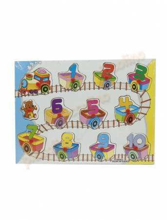 JUCĂRII - Puzzle educativ incastru cu cifre multicolor, lemn, 30 x 22 cm, 12 piese