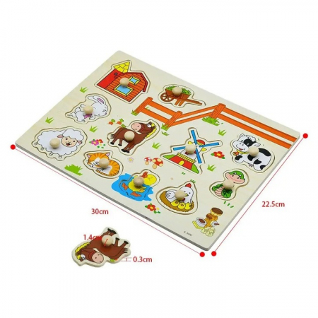 Puzzle incastru din lemn, Ferma, 11 piese [2]