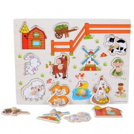 Puzzle incastru din lemn, Ferma, 11 piese [1]