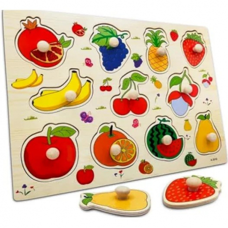 JUCĂRII - Puzzle incastru din lemn, Fructe, 11 piese