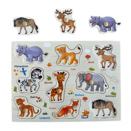 Puzzle incastru din lemn in Limba Romana , Animale Salbatice [1]