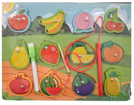JUCĂRII - Puzzle Reversibil 3 in 1 Pescuit Magnetic 3D- Fructe, +3 ani