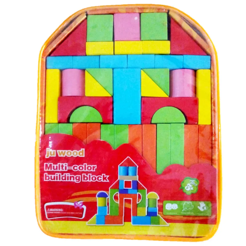 Rucsac cu Cuburi de Construit din Lemn pentru Copii, 35 piese, Multicolor [1]