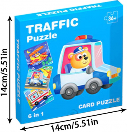 Set 6 carduri puzzle cu piese mari- Mijloace de transport, 24 piese [3]
