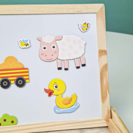 Tabla magnetica din lemn cu puzzle si desen, Ferma [2]