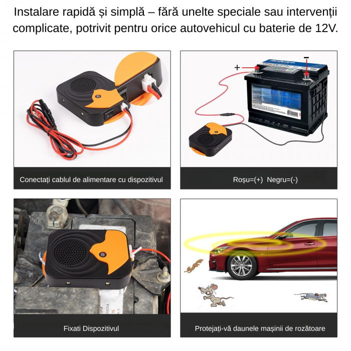 Aparat impotriva rozatoarelor, soareci, sobolani, Anti Repeller, consum redus de energie, cu Ultrasunete pentru autoturisme, rulote 12V [5]