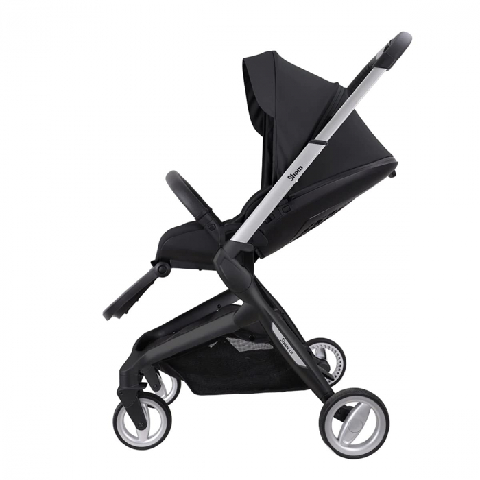Carucior 2 in 1 pentru Bebelusi, Shom, Landou Reversibil pentru Copii, Inclinare Sezut in 4 Pozitii, Pliabil, Centura 5 Puncte, 0 - 36 luni, negru [5]