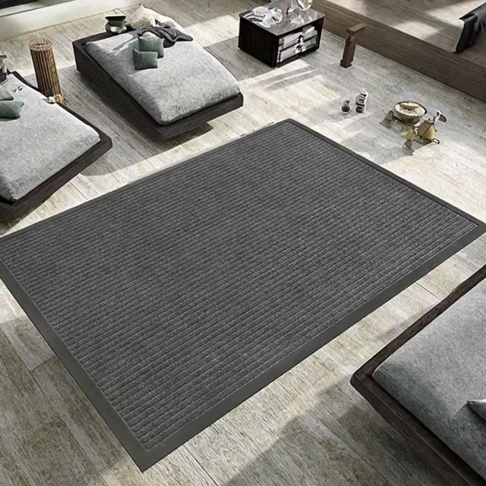 Covoras de usa intrare, antialunecare, exterior/interior, Polipropilena, 90 x 60 cm, negru/gri [2]