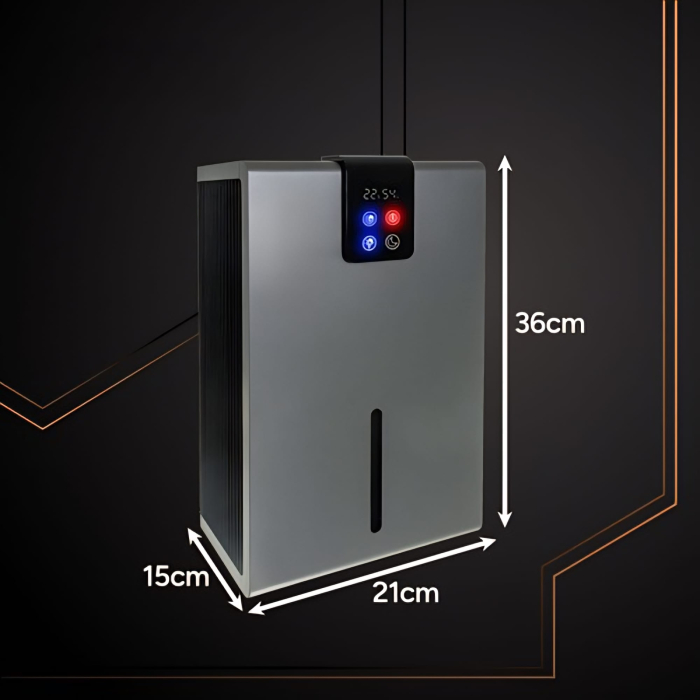 Dezumidificator aer cu LED RGB si telecomanda, 90 W, tehnologie Peltier, rezervor 2200 ml, afisaj temperatura/umiditate, higrostat, 3 moduri functionare, 21 x 15 x 36 cm [4]