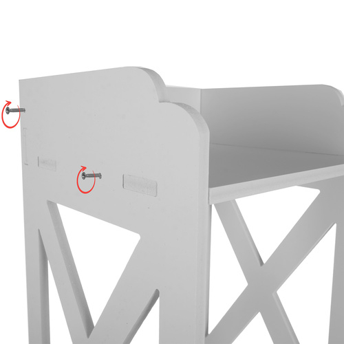 Dulăpior de Baie cu Suport Hârtie Igienică, Tip Coloană, Încuietoare cu Cheie, Uși Decorative, Alb, Design Ultra Compact [7]