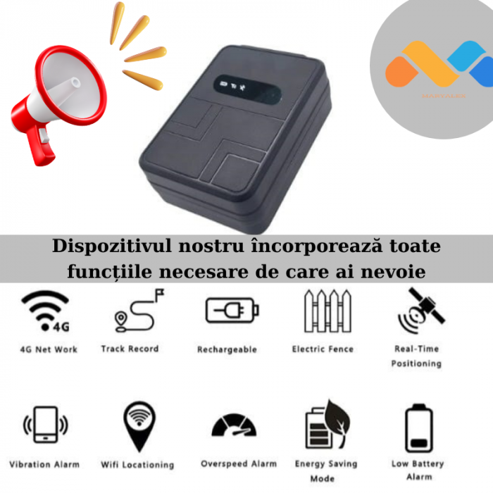 GPS Tracker Auto, 4G, Portabil, Fixare Magnetica, Baterie 10.000 mAh, Standby 240 Zile, Localizare in Timp Real, Istoric Date, Alerte Multiple Anti-Furt, Retea GSM/GPRS, Localizare Animale, Obiecte [4]