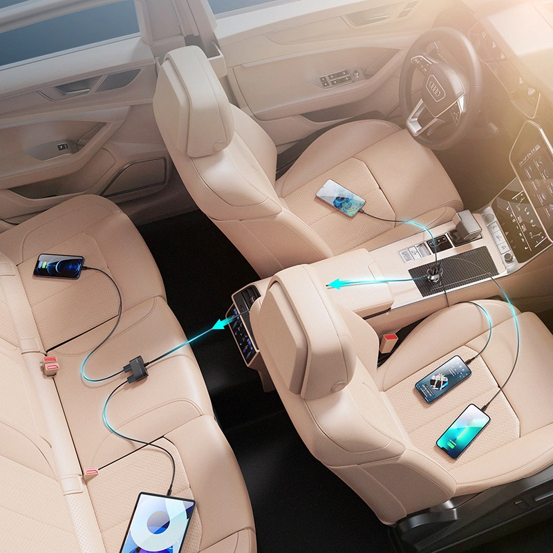 Incarcator auto JOYROOM , 5 Porturi USB, Lungime cablu 1.5 m, 6.2 A cu extensie pentru toata familia, Negru [3]