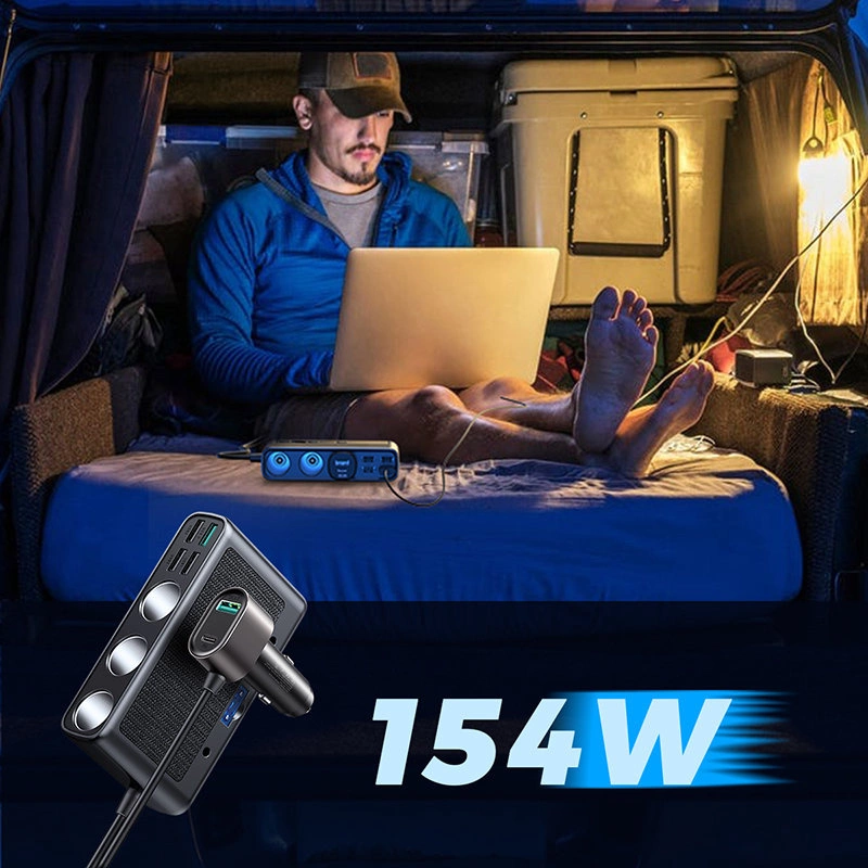 Incarcator auto Joyroom , 5 Porturi USB si 1 Port USB-C, Afisaj LED, 154W, Quick Charge 3.0, Lungime cablu 1m, Negru [3]