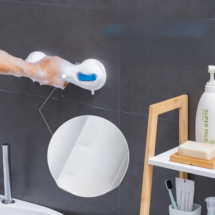 Maner de Siguranta cu Ventuze pentru Baie si Casa, Blue, Mare 43 cm, Prindere Vacuum, Anti-Alunecare, Eliberare Rapida, Anticoroziv, Instalare Usoara, Suport pentru Varstnici, Copii si Femei Insarcina [6]