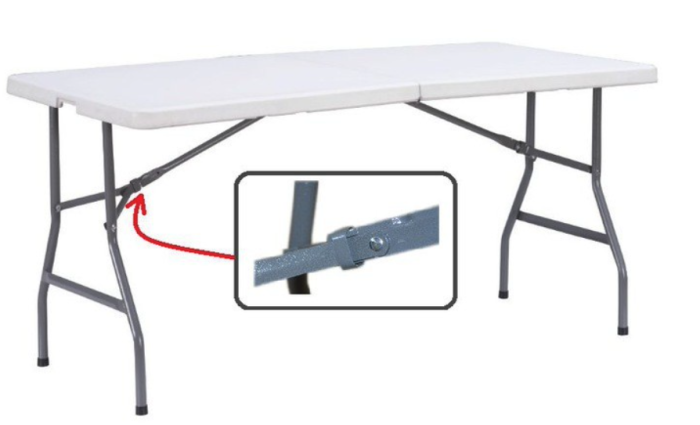 Masa dreptunghiulara pliabila multifunctionala, robusta, maner transport, 183x76x73cm, alba [3]