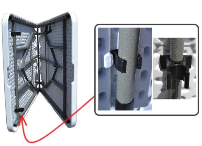 Masa dreptunghiulara pliabila multifunctionala, robusta, maner transport, 183x76x73cm, alba [4]
