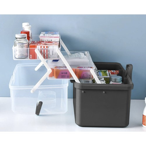 Organizator de medicamente cu compartimente, Cu blocare rotativa, Design de capacitate mare, Rezistent la apa si praf, Portabil, Usor de curata [2]