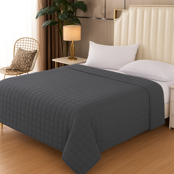 Patura Ponderata Senzoriala 150x200 cm, 8 kg, Relaxare si Somn Odihnitor, Umplutura Din granule De Sticla, Matlasata, Asigurand O Distributie Uniforma a greutatii, Gri [1]