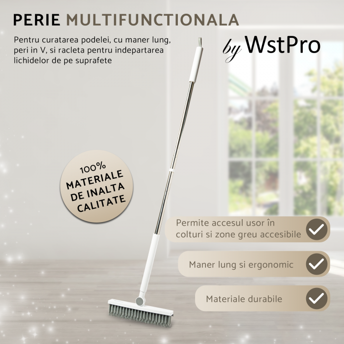 Perie multifunctionala pentru curatat podele si rosturi, maner lung 106 cm [4]