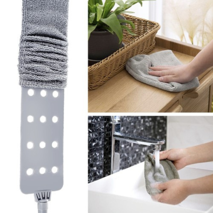 Perie, Pamatuf Telescopic 2 in 1 cu 2 Capete Interschimbabile, Extensibila 84–250 cm, Microfibra, pentru Prafu si Panze de Paianjen, Gri/Argintiu [13]