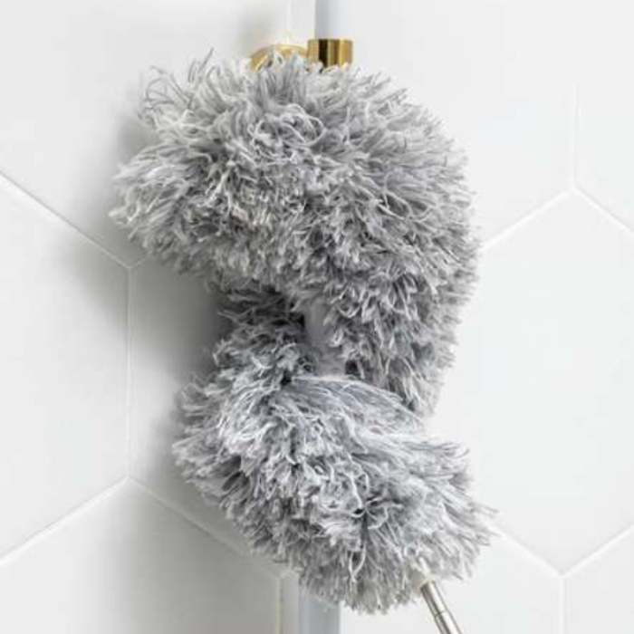 Perie, Pamatuf Telescopic 2 in 1 cu 2 Capete Interschimbabile, Extensibila 84–250 cm, Microfibra, pentru Prafu si Panze de Paianjen, Gri/Argintiu [7]