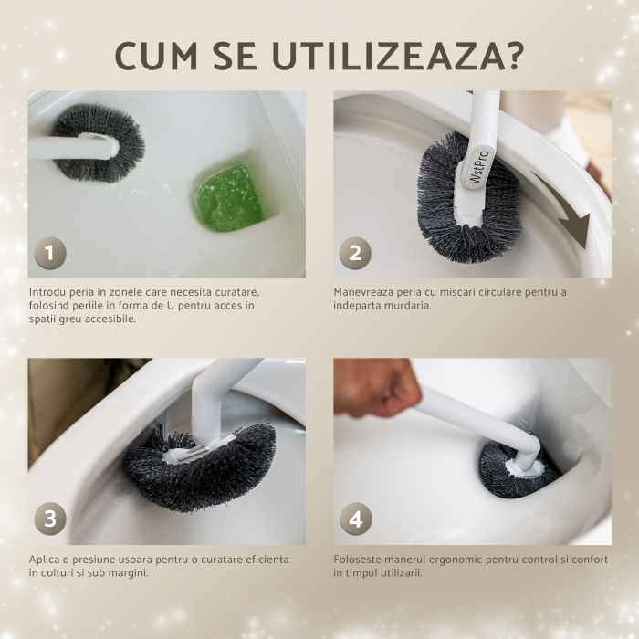 Perie pentru toaleta, peri in U, curatarea eficienta a zonelor greu accesibile [7]