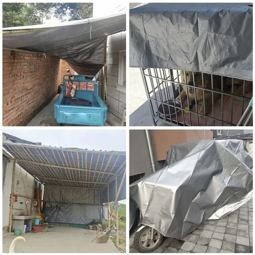 Prelată Impermeabilă, 3x4 m, HDPE, 120g/m², Dublu Strat, Margini Întărite, 14 Inele Metalice, Gri/Argintiu [2]
