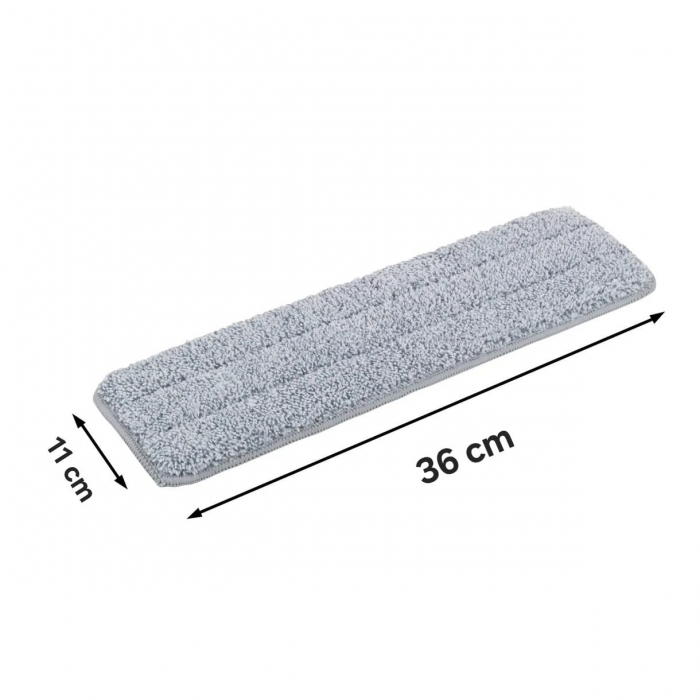Rezerva de mop, 33x10 cm,din microfibra, absoarbe rapid lichidele, compatibila cu mopul WstPro 36cm sau toate mopurile cu acceasi dimensiune, Gri [2]