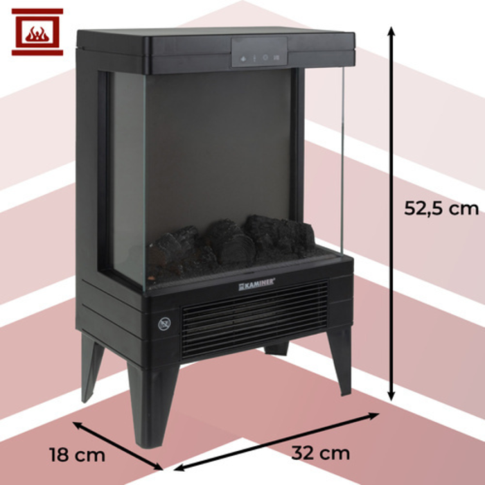 Semineu Electric, Aeroterma cu Efect de Foc 3D, 2000W, Panou LED și Telecomanda, 2 Moduri de Incalzire, Protectie la Supraincalzire [2]