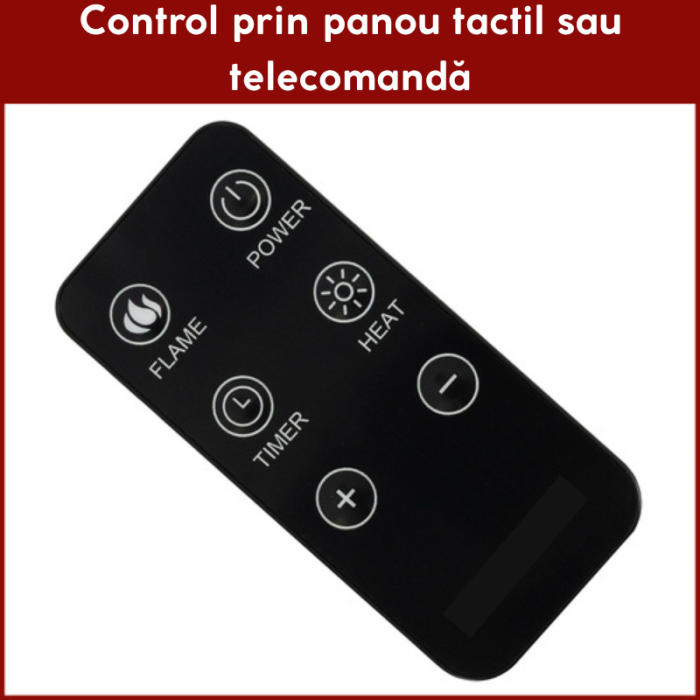Semineu Electric, Aeroterma cu Efect de Foc 3D, 2000W, Panou LED și Telecomanda, 2 Moduri de Incalzire, Protectie la Supraincalzire [6]