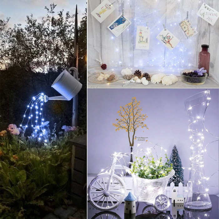 Set 2 Lampi Solare pentru Gradina, 2x120 LED, Rezistente la Apa, 2x20M Ghirlanda Luminoasa Solara cu 8 Modele, Ideala pentru Gradina, Terasa, Petreceri, Nunta, Craciun, Alb [4]