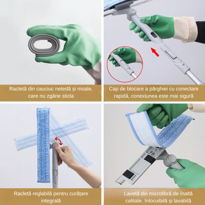 Stergator de geamuri Profesional 2 in 1, rotativ 180° [2]
