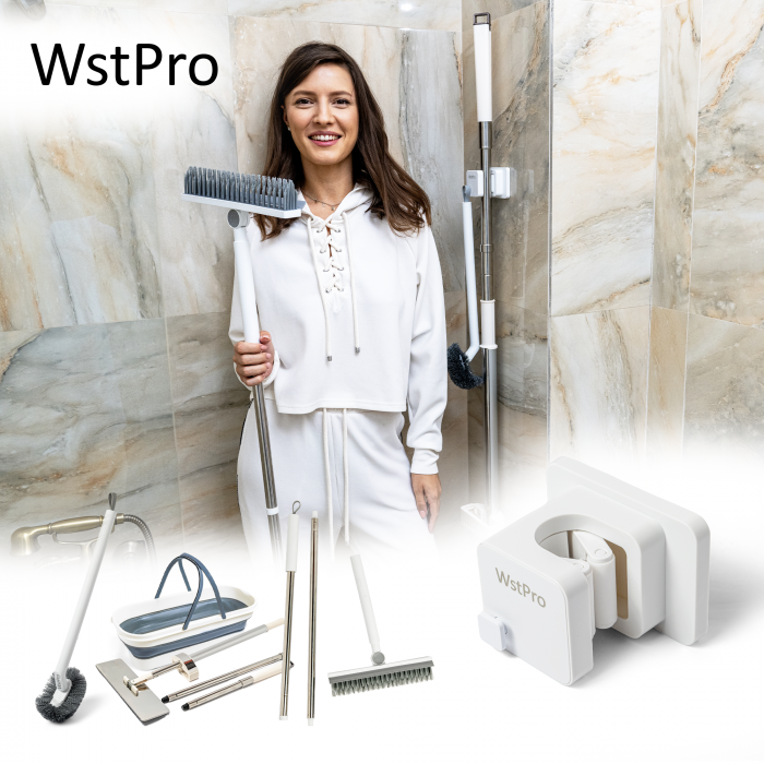Suport organizator multifunctional WstPro de perete pentru mop, matura, para dus, ustensile bucatarie, instalare usoara fara a gauri peretele [9]