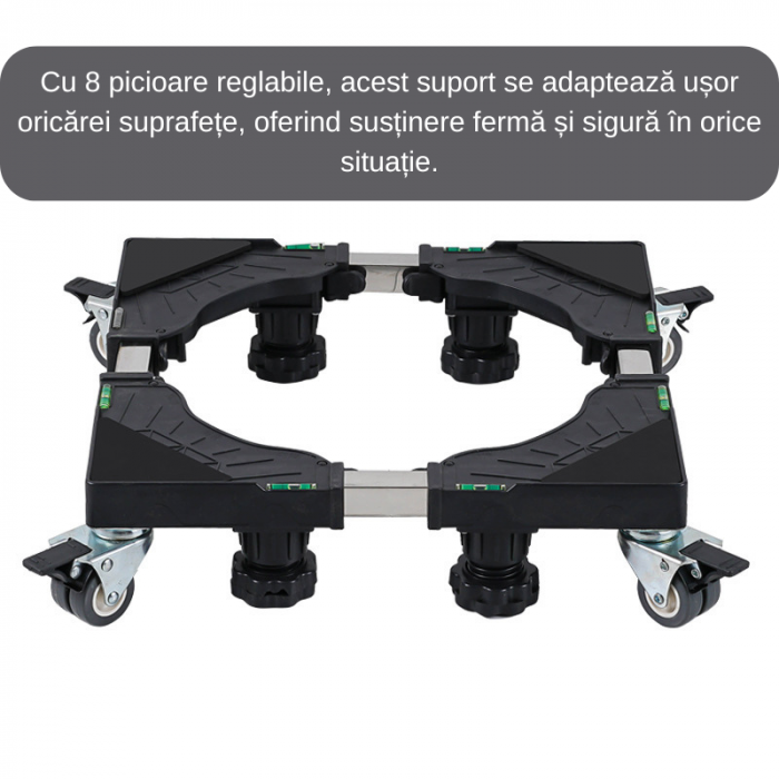 Suport pentru masina de spalat, aragaz, frigider, ghivece de flori, cu 8 picioare reglabile si roti duble, boloboc, Inaltime ajustabila 10-13, lungime/latime ajustabila 40-65cm, cadru robust [2]