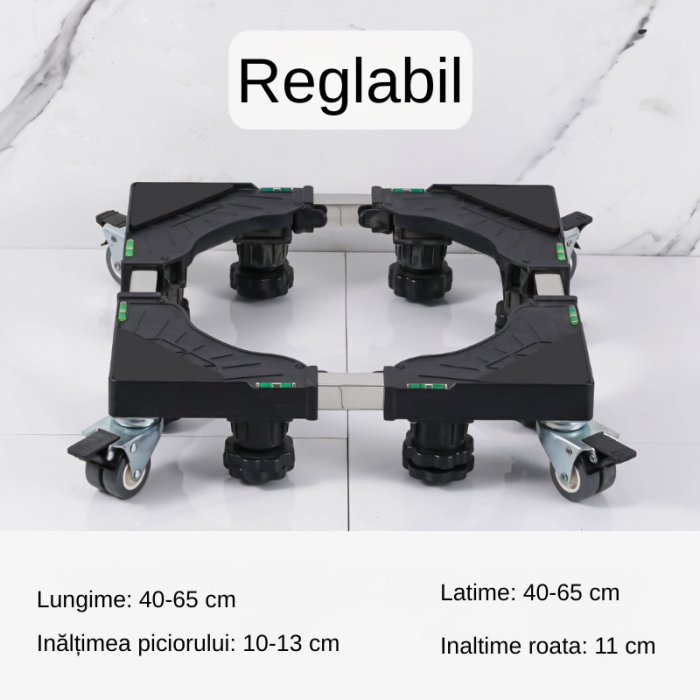 Suport pentru masina de spalat, aragaz, frigider, ghivece de flori, cu 8 picioare reglabile si roti duble, boloboc, Inaltime ajustabila 10-13, lungime/latime ajustabila 40-65cm, cadru robust [5]