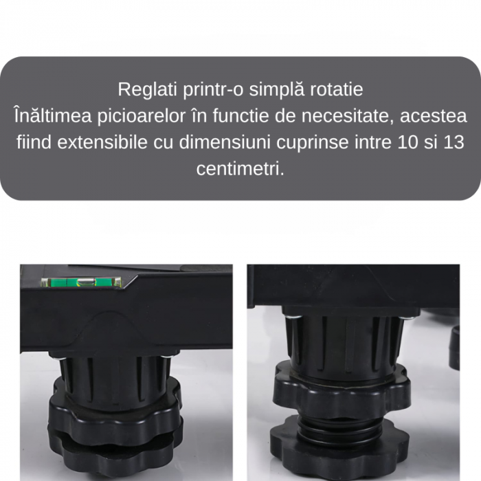 Suport pentru masina de spalat, aragaz, frigider, ghivece de flori, cu 8 picioare reglabile si roti duble, boloboc, Inaltime ajustabila 10-13, lungime/latime ajustabila 40-65cm, cadru robust [3]