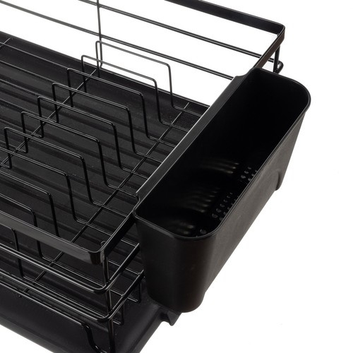Suport Uscare Vase Metalic, Negru, Stil Loft, cu Tavă de Scurgere și Suport Tacâmuri – Compact, Elegant, Rezistent la Apă, 44x31.5x13.5cm [3]