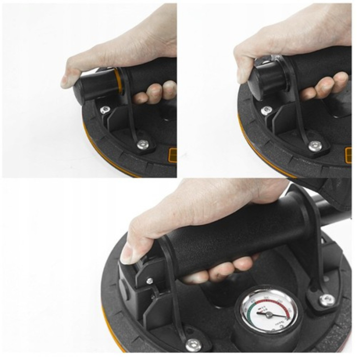 Ventuza profesionala cu pompa de vid si manometru, dublu strat, 200 kg, 760 mmHg, maner antiderapant, pentru sticla, marmura, granit, gresie, faianta, cu geanta de transport [6]