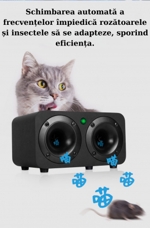 Aparat cu Ultrasunete anti rozatoare, anti sobolani, anti insecte, perfect pentru suprafețe mari, Dispozitiv Electronic cu Frecventa Variabila, Eficient pentru Casa, Bucatarie, Magazin, Subdoluri [4]