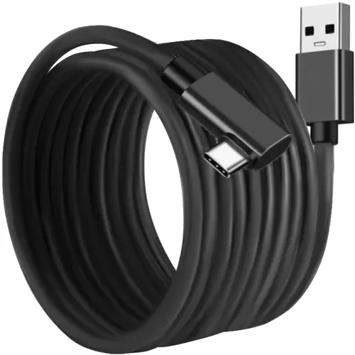 Gadgeturi - Cablul USB-A / USB-C 2.0,  Viteză de transfer de date: 480 Mbps, Mufa de 90°, 5m, Negru