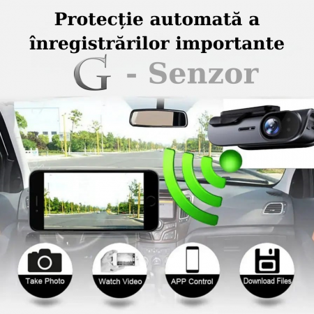 Camera Auto de bord ultracompacta, martor cheie, FULL HD 4K, 2160P, 30fps, Inregistrare in bucla, Vedere nocturna, G-Sensor, Instructiuni vocale, Unghi filmare ultra larg 170°, cu card 64 GB inclus [2]
