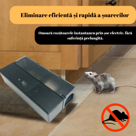 Capcana Electrica Reutilizabila pentru Soareci, Tip Cusca, Alimentare pe Baterii, Fara Chimicale, Usor de Curatat, Detasabil [1]